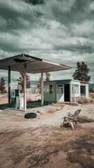 Abandoned Gas Station with Vintage Charm
