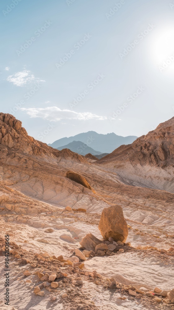 Sticker Serene Desert Landscape Under Blue Sky