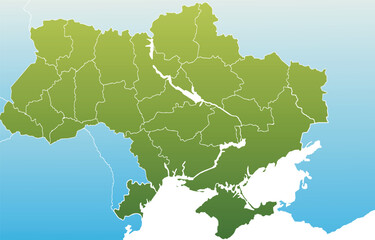 Political map of Ukraine with borders of the regions. Vector illustration.