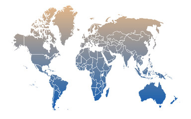 World map modern colors vector, isolated on white background.Travel worldwide, map silhouette, backdrop, earth geography, political,reports,city, infographic, political, concept, outline.	
