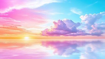 Serene Sunset Over Calm Ocean with Colorful Sky