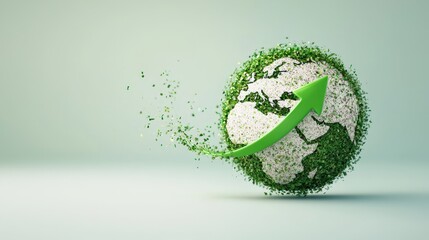 A green arrow looping backwards around a globe, representing global reverse logistics.