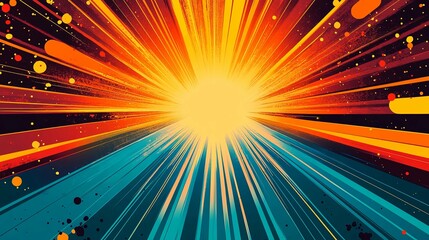 Abstract Colorful Radial Lines and Scattered Dots with Bright Center