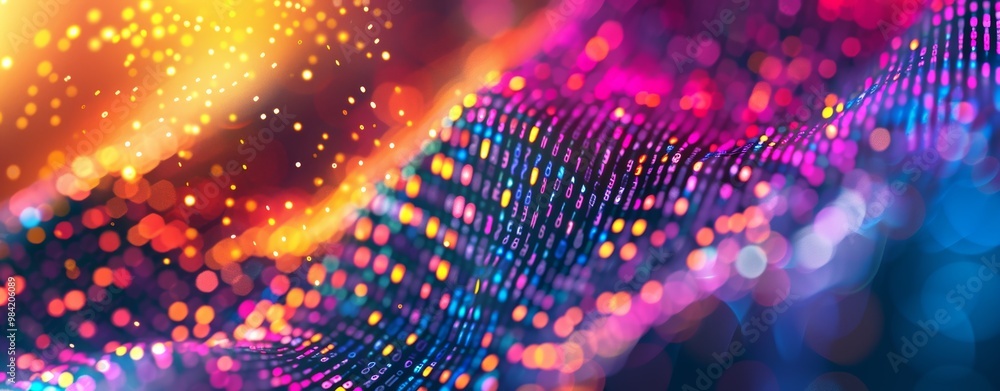 Poster a captivating digital abstract background featuring vibrant colors, unique light effects, and dynami