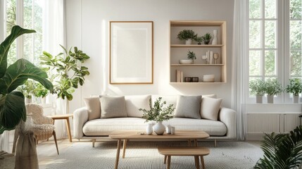 A bright and inviting living room with mid-century modern influences
