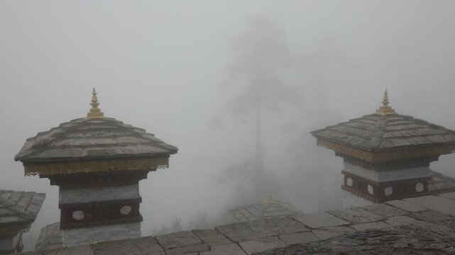 Dochula with 108 stupas or chortens, Punakha, Dochula Pass, Bhutan