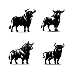 vector set of bull silhouette icon (artwork 1)