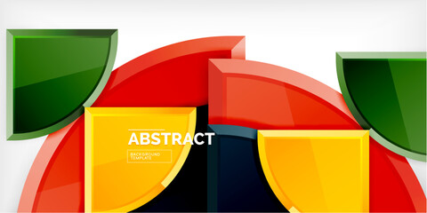 Abstract background - circles and round triangles with 3d effect. Vector Illustration For Wallpaper, Banner, Background, Card, Book Illustration, landing page