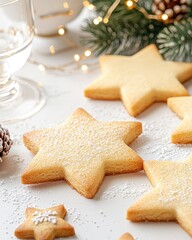 Festive Star-Shaped Christmas Sugar Cookies with Holiday Decorations.
