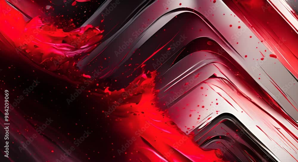 Poster textured abstract background with a gradient from black to red with scratches and splatters 4k anima