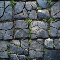 Obraz premium Textured Stone Pathway with Greenery Accents