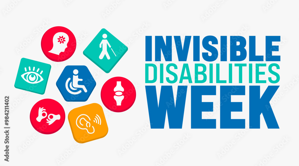 Wall mural invisible disabilities week background or banner design template is observed every year in october. 