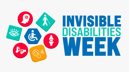 Invisible Disabilities Week background or banner design template is observed every year in October. Holiday concept. Template for card, poster, placard, template. eps 10