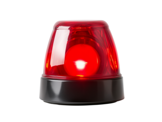 red flashing police car siren light isolated on white transparent background