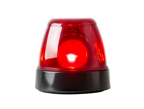 red flashing police car siren light isolated on white transparent background