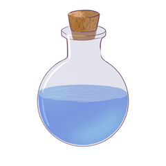 Potion blue glass bottle