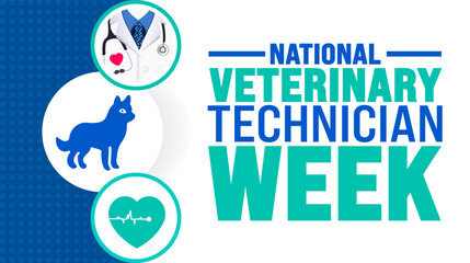 National Veterinary Technician Week background or banner design template is observed every year in October. Holiday concept. Template for card, poster, placard, template. eps 10