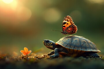 Turtle & Butterfly.