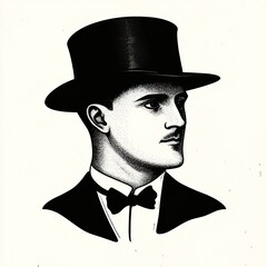 Vintage illustration of a bowler hat, vintage masculine clipar