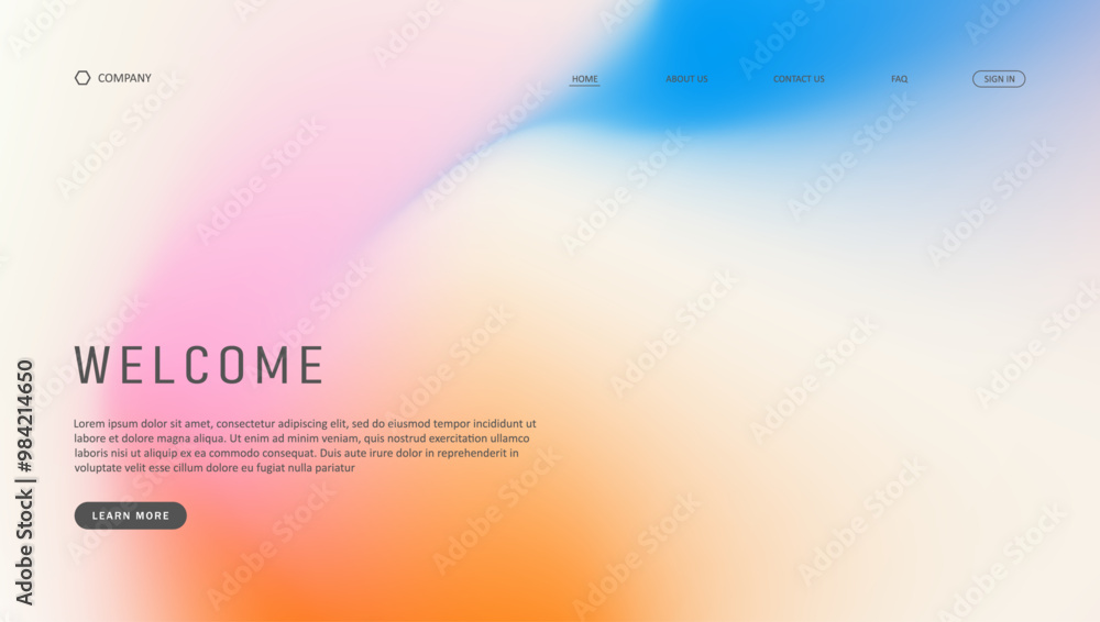 Poster abstract wave futuristic design of landing page. retro gradient mesh website design