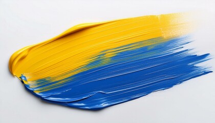 Fototapeta premium yellow blue oil brush stroke on white background