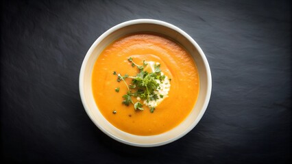 Orange pumkin vegetable soup with vegetables