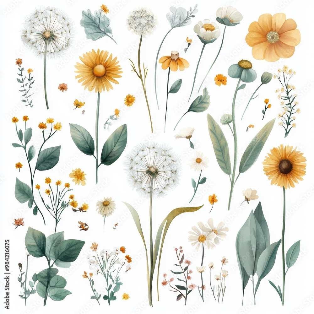 Poster watercolor wildflowers.