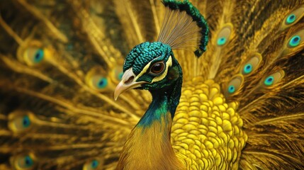 Obraz premium Peacock with Spread Feathers.