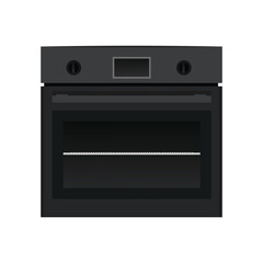 Obraz premium Electric modern black oven, home appliance, white background