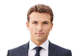 Confident businessman, close-up view, transparent PNG. Made with generative AI technology