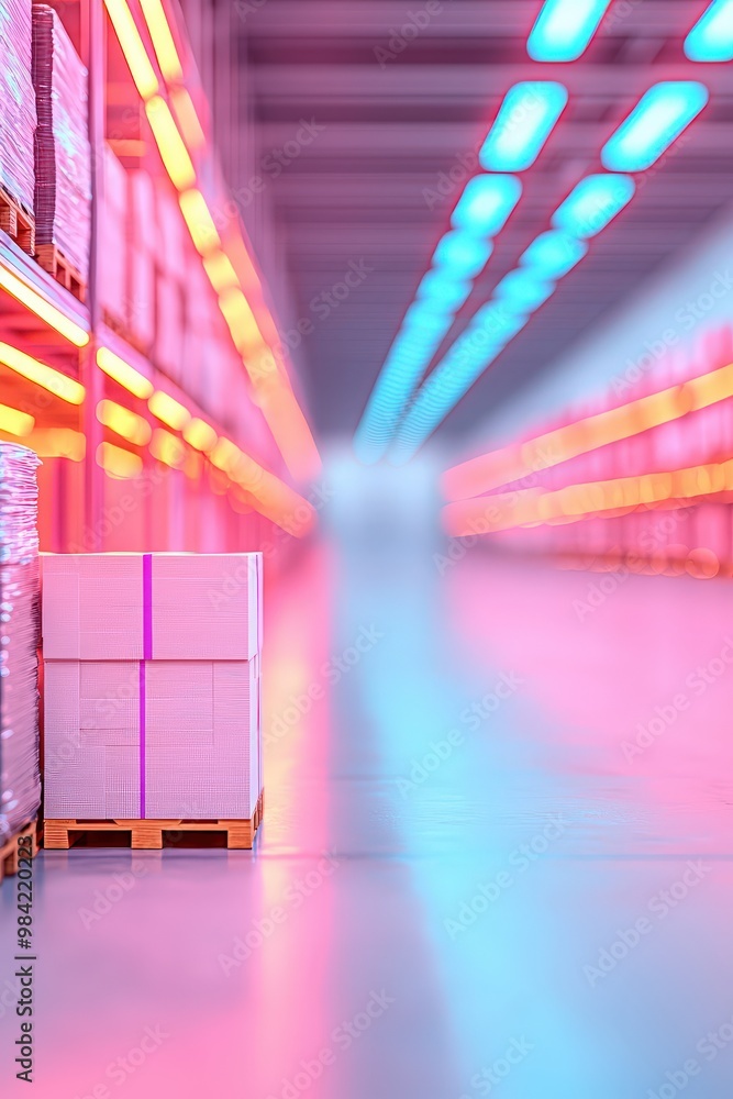 Poster a visual of a warehouse with a focus on the sorting of returned goods for reverse logistics.