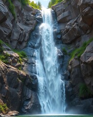 Majestic waterfall cascading down rocks