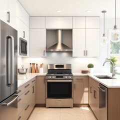 Fototapeta premium Modern kitchen with sleek appliances.