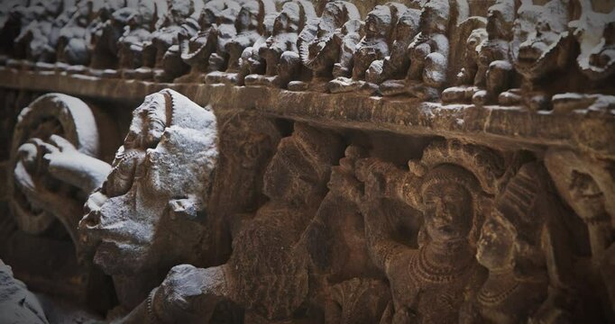 Close-up Details Of Ancient Statue Sheshashayi Or Shesha Also Known Like Sheshanaga Is Serpentine Demigod And King Of Serpents. Guiarat, 11th Century Ce