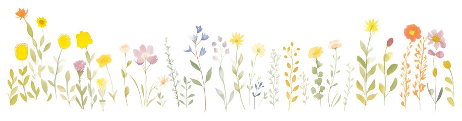 PNG Flowers as divider watercolor asteraceae graphics pattern.