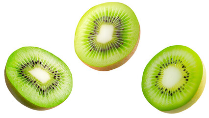 Fototapeta premium Slices of Kiwi Fruit Isolated on Transparent Background