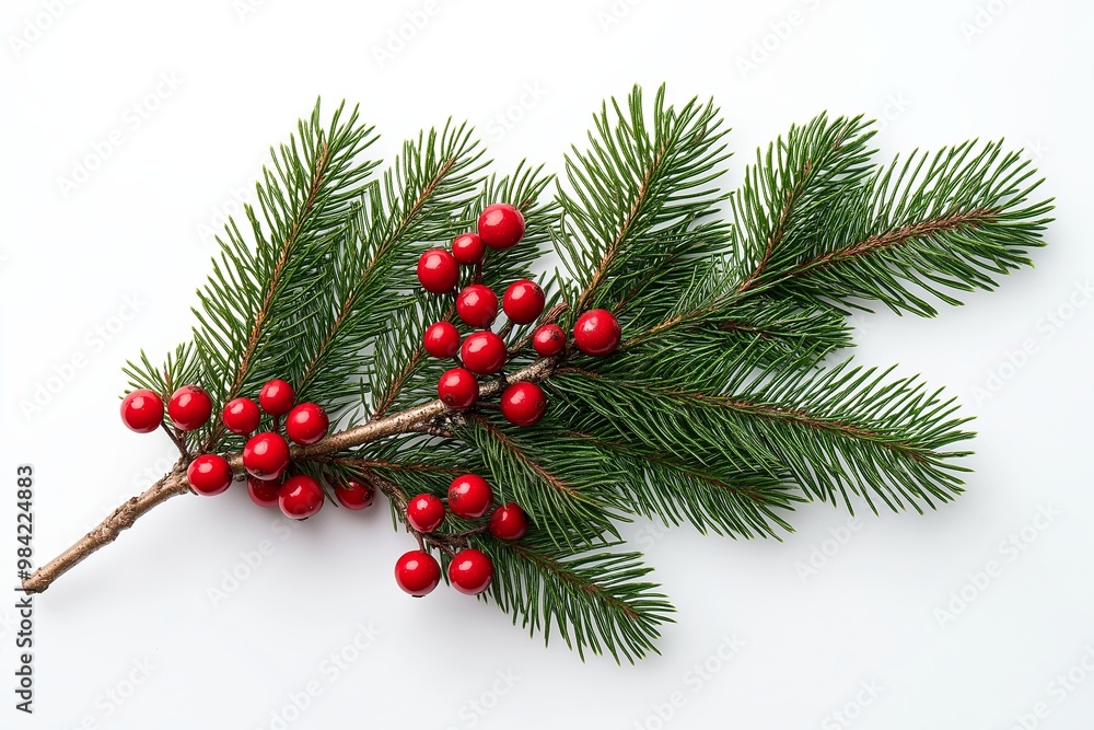 Poster a red leaf with berries on it. the image has a festive and joyful mood, as it is a representation of