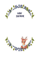 Forest Animals in Berry Wreaths - Watercolor Nursery Pattern with Deer, Wolf, Beaver, Squirrel, and Raccoon for Cute Children’s Design