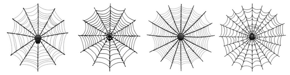 Fototapeta premium Collection of Cobweb Black Isolated On White Background. Generative ai