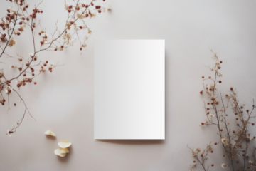 PNG flatlay invitation card mockup, transparent design