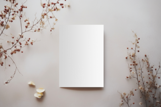 PNG flatlay invitation card mockup, transparent design