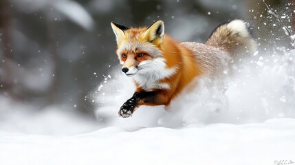 Obraz premium Red Fox in Snow.