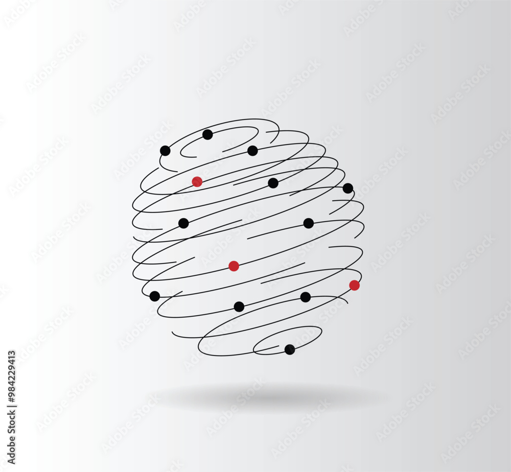 Aufkleber abstract circular sphere shape modern technology illustration. tech line art modern spherical constr