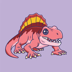 Cute dinosaur Dimetrodon cartoon character vector Illustration.