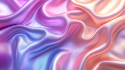 Obraz premium Soft satin fabric with flowing waves in radiant pink and lavender tones, creating a gentle and smooth surface with light reflections.