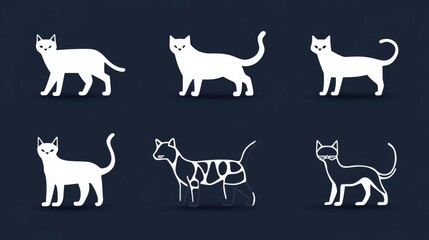 An exquisite design showcases the outlines of Bengal cats against a deep backdrop, featuring various stylized symbols that enhance their graceful forms, capturing their essence beautifully.