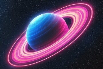 Naklejka premium 3D illustration of planets in deep space. High quality digital space art in 5K - realistic visualization. Beautiful simple AI generated image