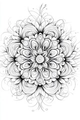 A large, intricate mandala made of swirling floral patterns and shapes