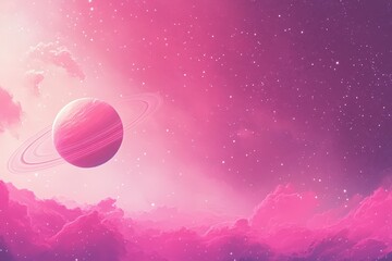 Fototapeta premium 3D illustration of planets in deep space. High quality digital space art in 5K - realistic visualization. Beautiful simple AI generated image