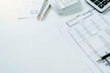 Accounting with Calculator and Market Research Spreadsheets for Financial Business Analysis on Office Desk